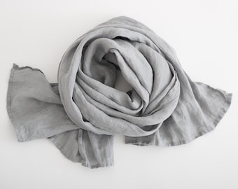 Linen Scarf Shawl. Natural soft washed linen scarf. Linen Woman Scarf. Linen Gift