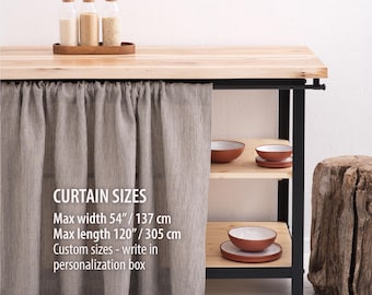 Linen Curtain, Kitchen Hideaway Curtain, Cupboard Curtain, Rod Pocket Curtain