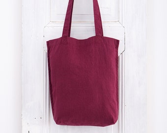 LINEN TOTE BAG - Organic Tote Bag - Linen Shoulder Bag - Pure Linen Tote Bag - Linen Shopping Bag - Reusable Tote Bag