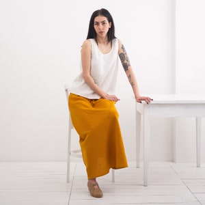 Linen Skirt, Linen Maxi Skirt With Pocket, Femine and Elegant A line Long Linen Skirt image 6