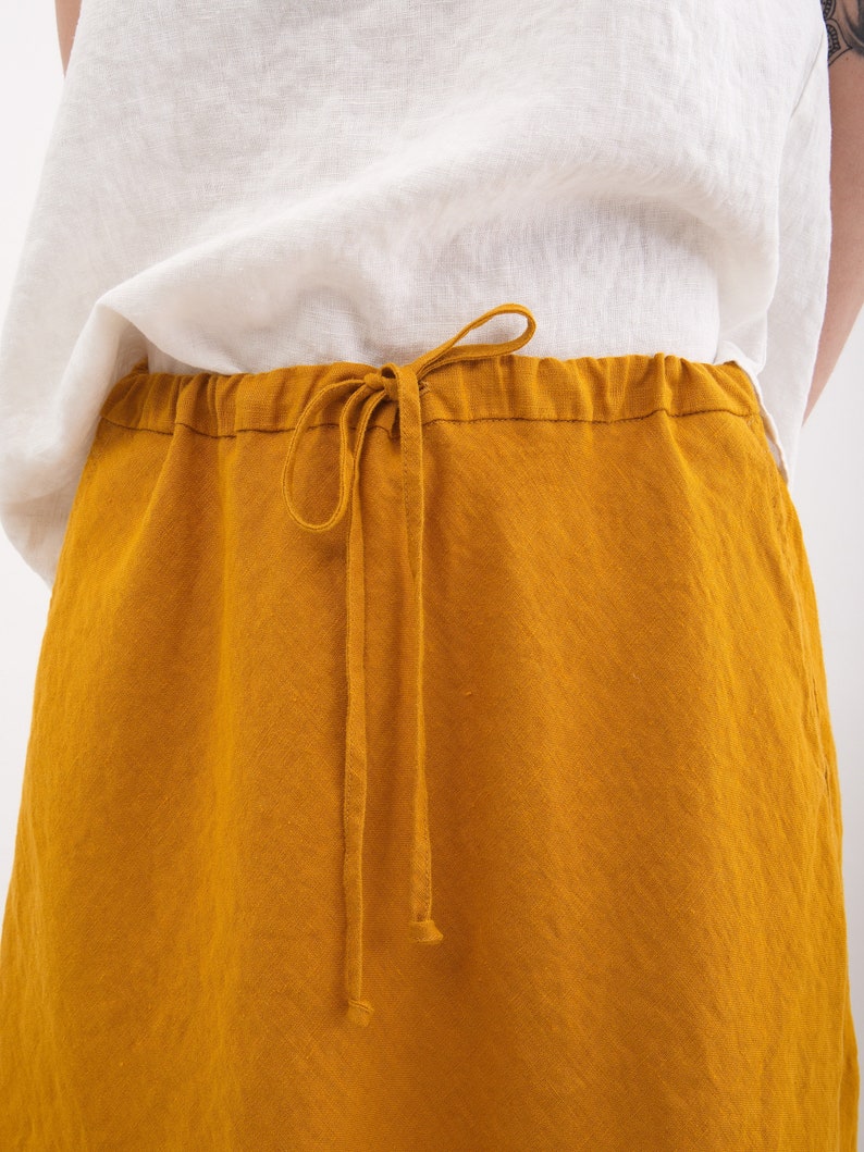 Linen Maxi Skirt with pockets, A Line, Long Linen Skirt, Elegant Womens Skirt image 3