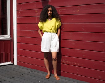 Wide Linen Shorts with Pleats, Linen Shorts, Linen Summer Shorts