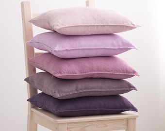 Linen Decorative Pillow Case, Linen Cushion Cover with Zipper, Custom Color Linen Pillow Case, Natural Linen Pillow Cover