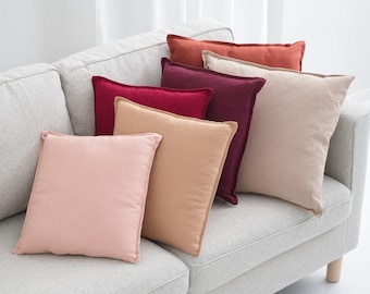 Pure linen pillow cover zipper, soft washed cushioncase, bed cushioncover with zip, couch or sofa pillowcase color softened throw pillow