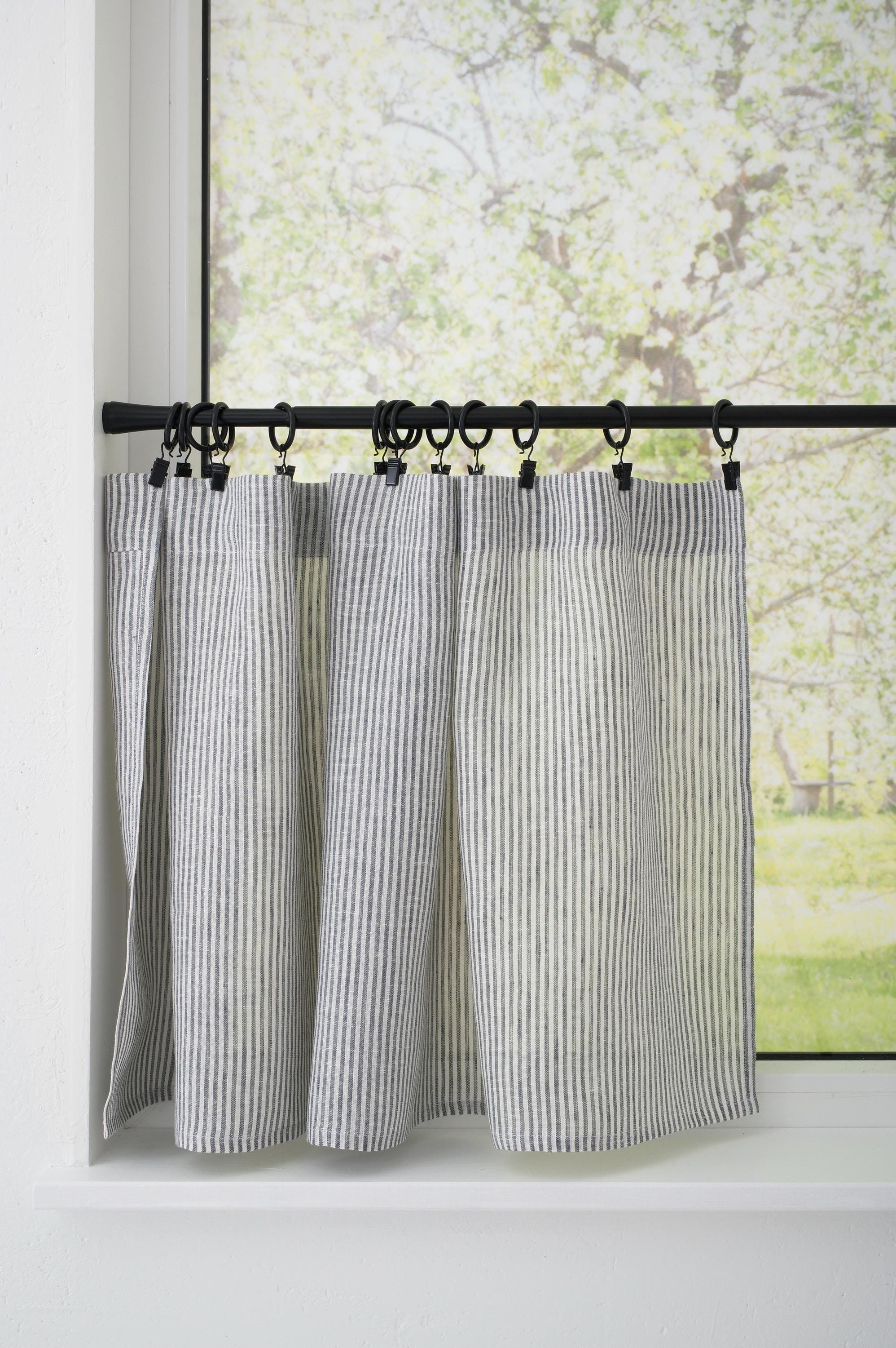 Bathroom drapery,  Semi-Sheer Privacy Drapes, Linen Cafe curtains, Drapery for Kitchen, Farmhouse Style Light Filtering Tiers