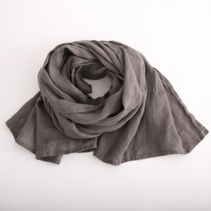 Linen Scarf. Natural soft washed linen scarf. Linen Woman Scarf. image 10