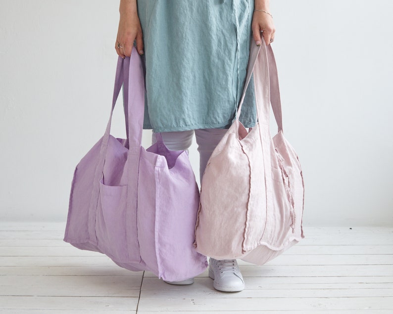 Linen Shopping Bag Linen Shoulder Bag Tote Bag Custom Color Linen Bag Linen Bag Linen Tote Bag