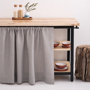 Linen Curtain, Kitchen Hideaway Curtain, Cupboard Curtain, Rod Pocket Curtain