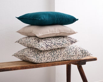 FUNDA DE ALMOHADA DE LINO - Funda de almohada cuadrada - Funda de almohada suavizada - Funda de almohada con cremallera - Funda de almohada elegante - Funda de almohada orgánica
