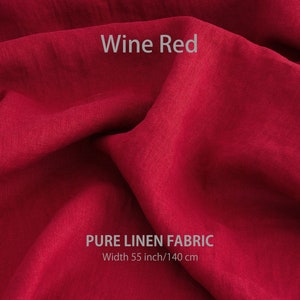 Tissu en lin doux par mètre, Meilleur lin, Qualité européenne supérieure à vendre, Couleur orange rouille naturelle, Magasin de tissus en lin 18. Wine Red