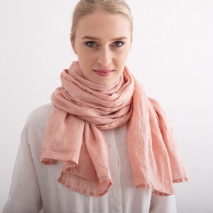 Linen Scarf. Natural soft washed linen scarf. Linen Woman Scarf. Paradise Peach