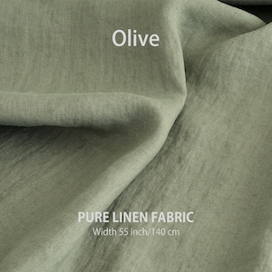 Soft linen fabric by the yard, Best flax linen, Premium European quality for sale, Natural Olive color, linen fabric store
