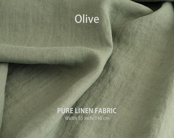 Morbido tessuto di lino tagliato su misura, miglior lino di lino, qualità europea Premium in vendita, colore oliva naturale, negozio di tessuti di lino