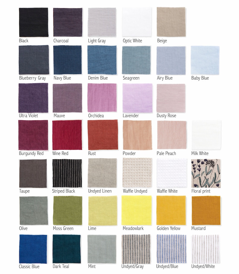 Available color options.