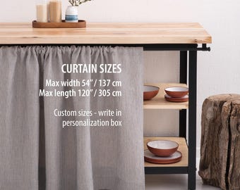 Linen Curtain, Kitchen Hideaway Curtain, Cupboard Curtain, Rod Pocket Curtain