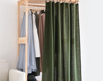 Linen Closet Curtain, Clip Ring Curtain, Closet Cover Panel, Custom Wardrobe Curtain