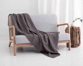 Blankets and Throws, Linen Throw Blanket, Throw Blanket Cotton Linen blend Bedspread Coverlet