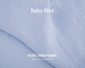 Linen fabric by the yard or meter. Baby Blue linen fabric for sewing clothes,curtains, table linen. Natural,soft,home textiles fabric.