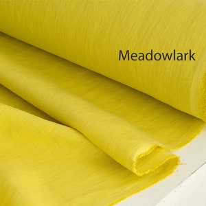 Soft linen fabric by the yard, Best flax linen, Premium European quality for sale, Natural Meadowlark Yellow color, linen fabric store image 2