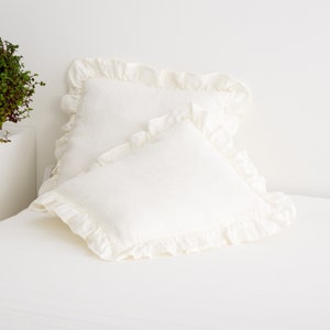 Linen Pillowcase, Linen Pillow Case With Ruffle, Custom Colour Linen Pillow Case, Classic Linen Pillowcase image 8