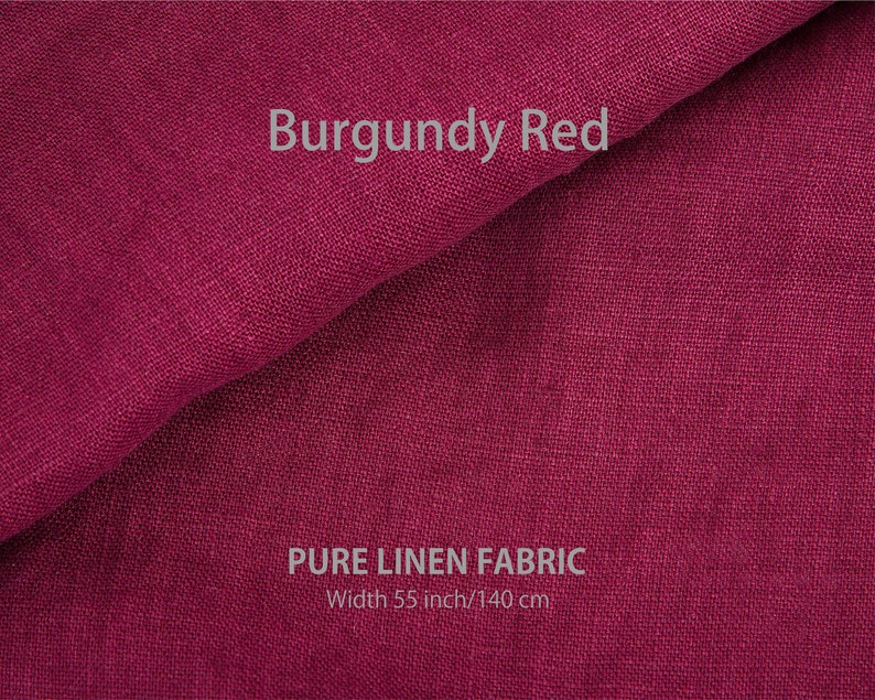 Tissu en lin doux par mètre, Meilleur lin, Qualité européenne supérieure à vendre, Couleur orange rouille naturelle, Magasin de tissus en lin 17. Burgundy Red