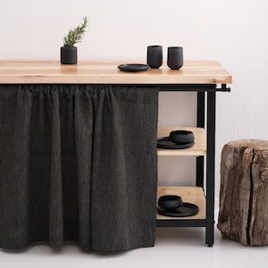 Linen Curtain, Kitchen Hideaway Curtain, Cupboard Curtain, Rod Pocket Curtain