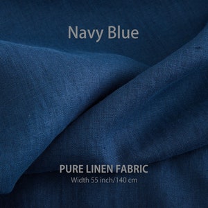 Soft linen fabric by the yard, Best flax linen, Premium European quality for sale, Natural Blue colors, linen fabric store 7. Navy Blue