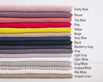 LINEN FABRIC SAMPLES, Light Weight Linen 130g/m2 Fabric, Softened stone washed linen fabric color palette