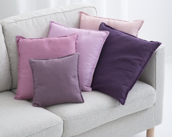 Flange Edge Linen Cushion Cover, Decorative Pillow Cover, Handmade Linen Sham
