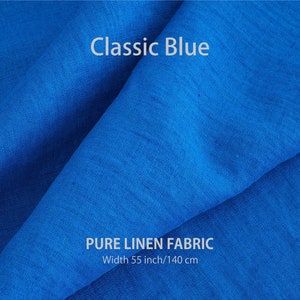 Soft linen fabric by the yard, Best flax linen, Premium European quality for sale, Natural Classic Blue color, linen fabric store10/04