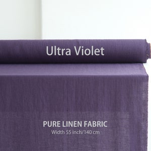 Soft linen fabric by the yard, Best flax linen, Premium European quality for sale, Natural Orchidea color, linen fabric store 12. Ultra Violet