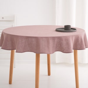 Round Linen Tablecloth, Wedding Linen Tablecloth, Linen Tablecloth Mauve