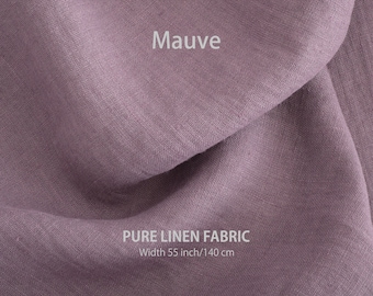 Soft linen fabric by the yard, Best flax linen, Premium European quality for sale, Natural purple mauve color, linen fabric store