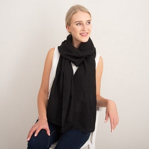 Natural linen shawl, Women classic wrap, Linen scarf organic, Long stylish scarves