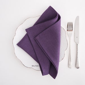 Stone washed Linen napkins. Washed linen napkins. Soft linen napkins for your kitchen and table linens. Ultra Violet