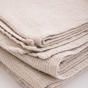Linen Blanket, Linen Throw Blanket, Bedspread, Undyed Waffle Linen Blanket, Coverlet, Linen Bed Throw image 3