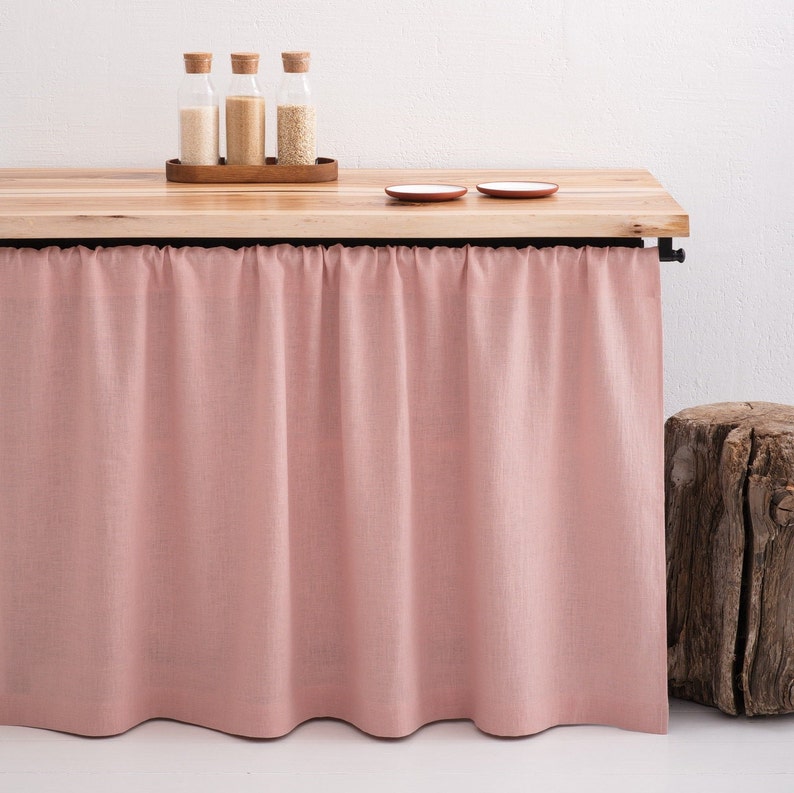 Linen Curtain, Kitchen Hideaway Curtain, Cupboard Curtain, Rod Pocket Curtain image 2