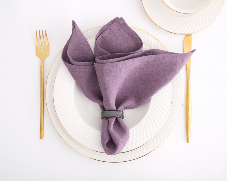 Stone washed Linen napkins. Washed linen napkins. Soft linen napkins for your kitchen and table linens. Mauve