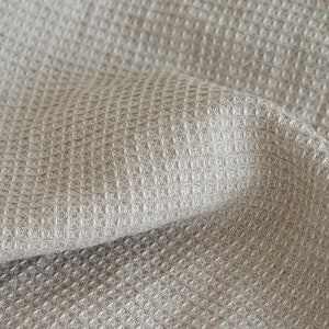 Linen blend fabrics, Linen by meter, Natural linen Fabric, Waffle Fabric, Waffle Undyed Linen image 1