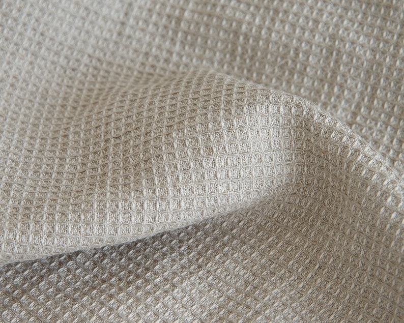 Linen blend fabrics, Linen by meter, Natural linen Fabric, Waffle Fabric, Waffle Undyed Linen image 1