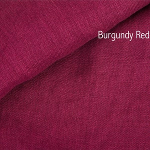 Soft linen fabric by the yard, Best flax linen, Premium European quality for sale, Natural Burgundy Red color, linen fabric store