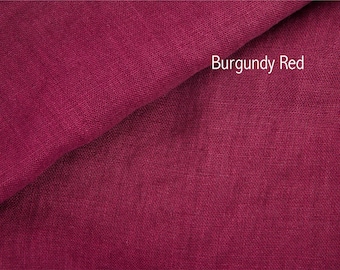 Soft linen fabric by the yard, Best flax linen, Premium European quality for sale, Natural Burgundy Red color, linen fabric store