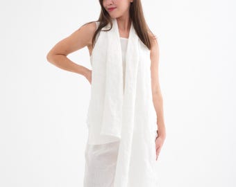 Long stylish scarves, women naural linen shawl,  pure flax shawl, gifted scarf classic,