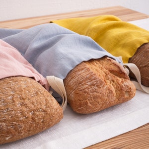 Drawstring Linen Bread Bag, Bread Bag, Reusable Linen Bag, Zero Waste Linen Bread Bag, Storage Linen Bags