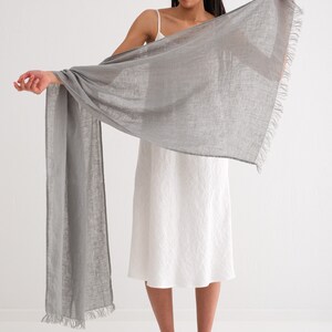 Natural Linen Scarf, Pure Linen Scarves, Trending Item, Fringed Scarf, Linen Gift image 7