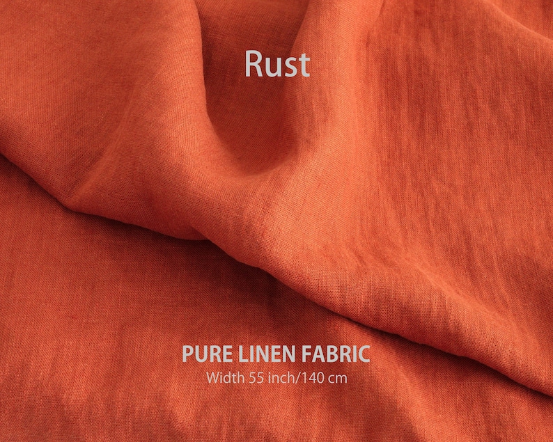Tissu en lin doux par mètre, Meilleur lin, Qualité européenne supérieure à vendre, Couleur orange rouille naturelle, Magasin de tissus en lin 19. Rust