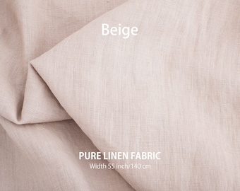 Tela de lino suave cortada a medida, Mejor lino de lino, Calidad europea premium a la venta, Color beige natural, tienda de telas de lino