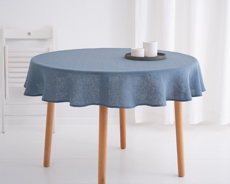 Round Linen Tablecloth, Wedding Linen Tablecloth, Linen Tablecloth image 7