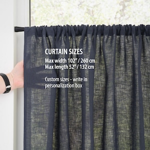 Semi Sheer Rod Pocket Linen Curtains, Rustic Small Window Cover for Kitchen, Bath or Cottage Decor