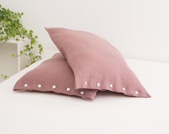 Linen Pillowcase with Buttons, Linen Pillow Cover, Linen Cushion Cover, Linen Throw Pillow